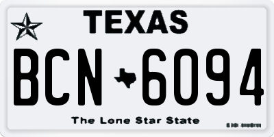 TX license plate BCN6094
