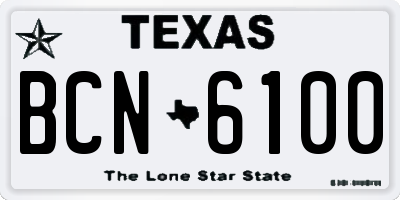 TX license plate BCN6100