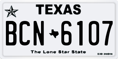TX license plate BCN6107