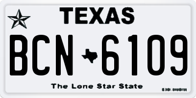 TX license plate BCN6109