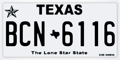 TX license plate BCN6116