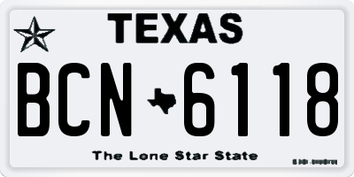 TX license plate BCN6118