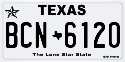 TX license plate BCN6120
