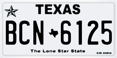 TX license plate BCN6125