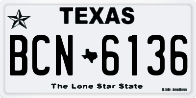 TX license plate BCN6136