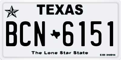 TX license plate BCN6151
