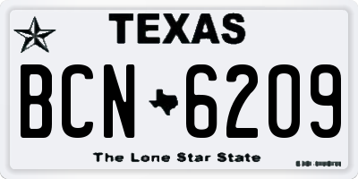 TX license plate BCN6209