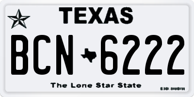 TX license plate BCN6222
