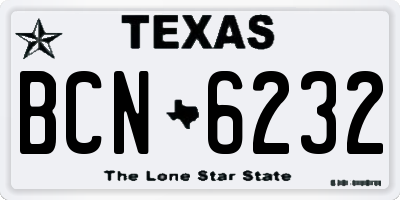 TX license plate BCN6232