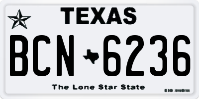 TX license plate BCN6236
