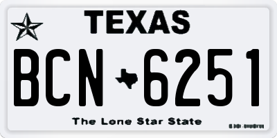 TX license plate BCN6251