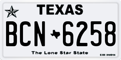 TX license plate BCN6258