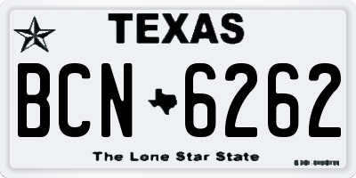 TX license plate BCN6262