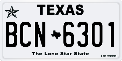 TX license plate BCN6301