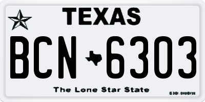 TX license plate BCN6303