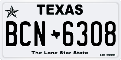 TX license plate BCN6308