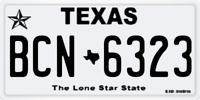 TX license plate BCN6323