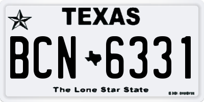 TX license plate BCN6331
