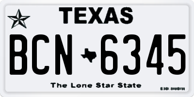 TX license plate BCN6345