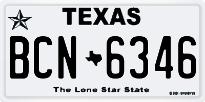 TX license plate BCN6346