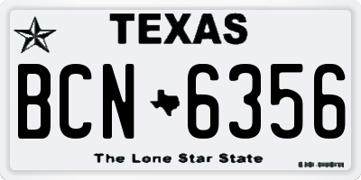 TX license plate BCN6356