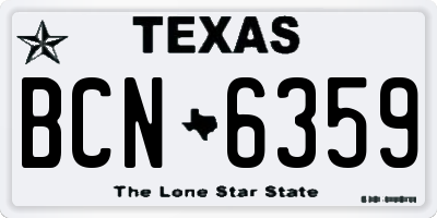 TX license plate BCN6359