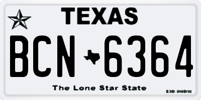 TX license plate BCN6364
