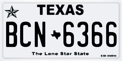 TX license plate BCN6366