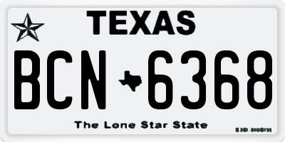 TX license plate BCN6368