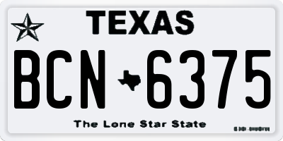 TX license plate BCN6375