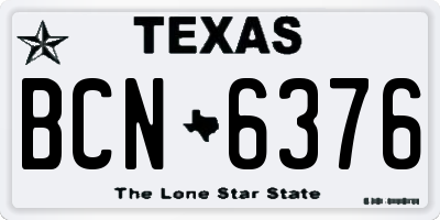 TX license plate BCN6376