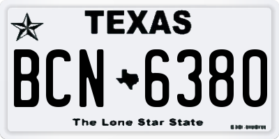 TX license plate BCN6380