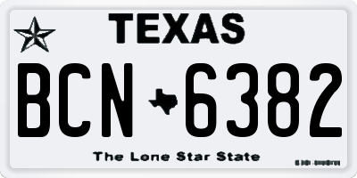 TX license plate BCN6382