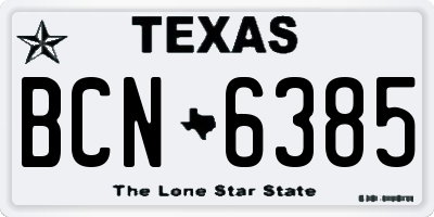 TX license plate BCN6385