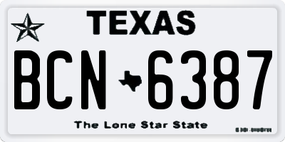 TX license plate BCN6387