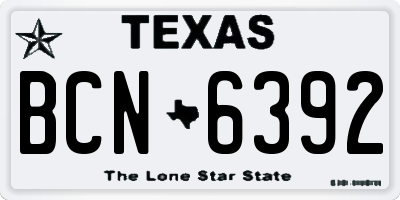 TX license plate BCN6392