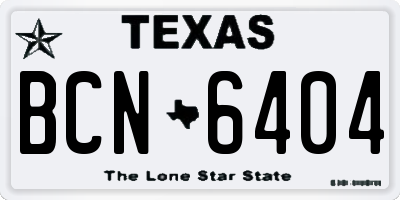 TX license plate BCN6404