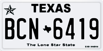 TX license plate BCN6419