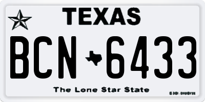 TX license plate BCN6433