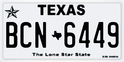 TX license plate BCN6449