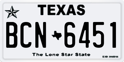TX license plate BCN6451