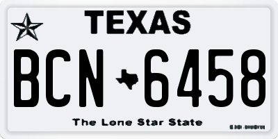 TX license plate BCN6458
