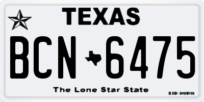 TX license plate BCN6475