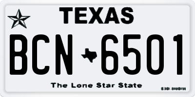 TX license plate BCN6501