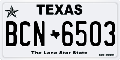 TX license plate BCN6503