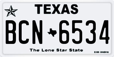 TX license plate BCN6534