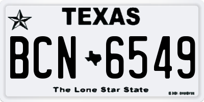 TX license plate BCN6549