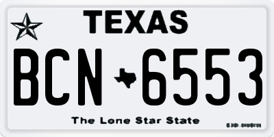 TX license plate BCN6553