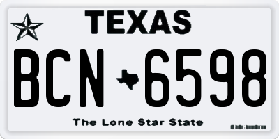 TX license plate BCN6598