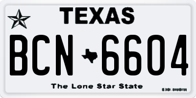TX license plate BCN6604